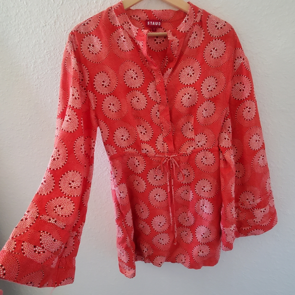 STAUD Women's Coral Patterned Blouse